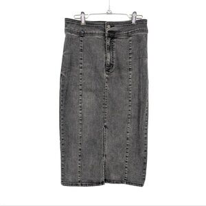 Free People Washed Black Midi Pencil Skirt